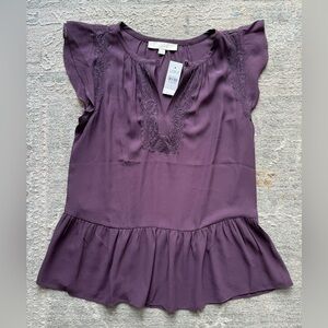 Loft peplum blouse with lace detail